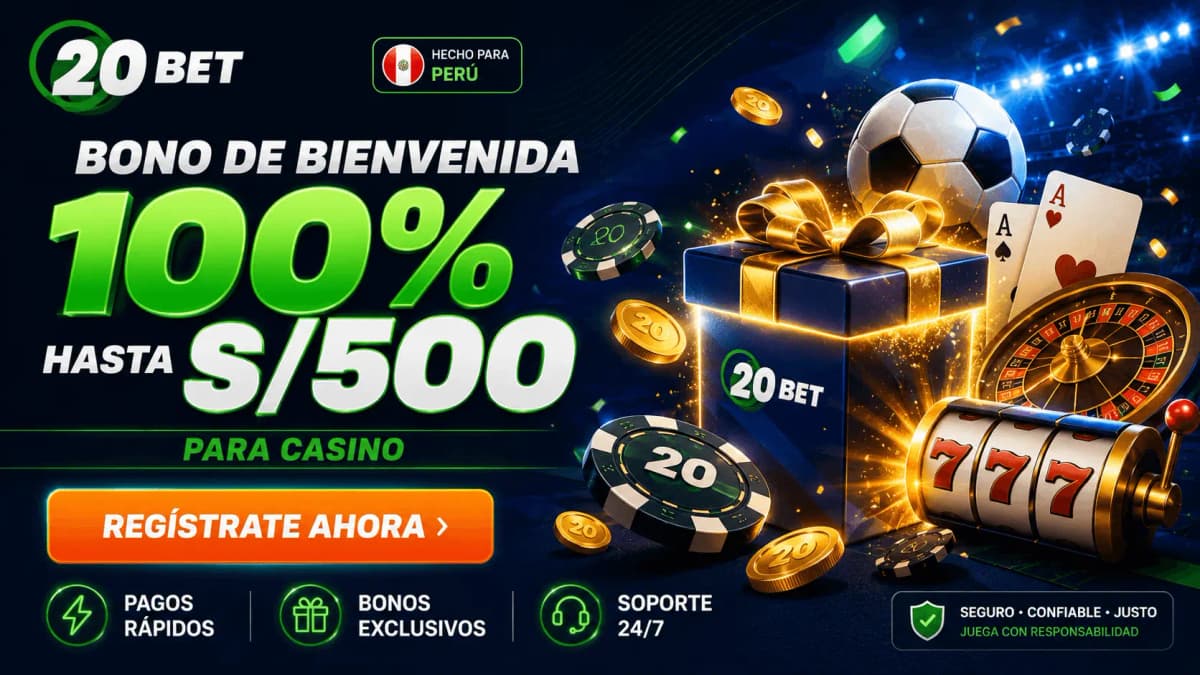 Logo de 20Bet, casino online disponible en Perú