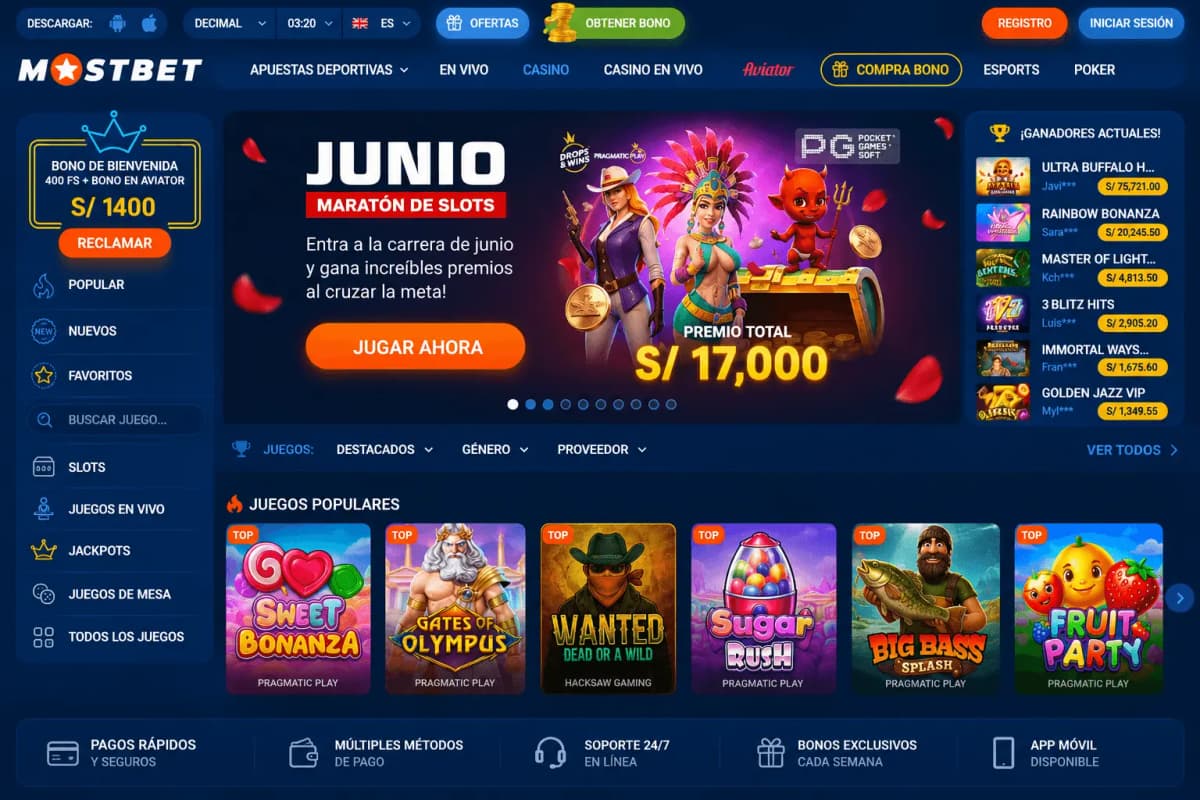 Logo de MostBet, casino online disponible en Perú