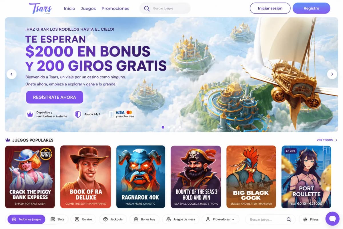 Logo de Tsars, casino online disponible en Perú